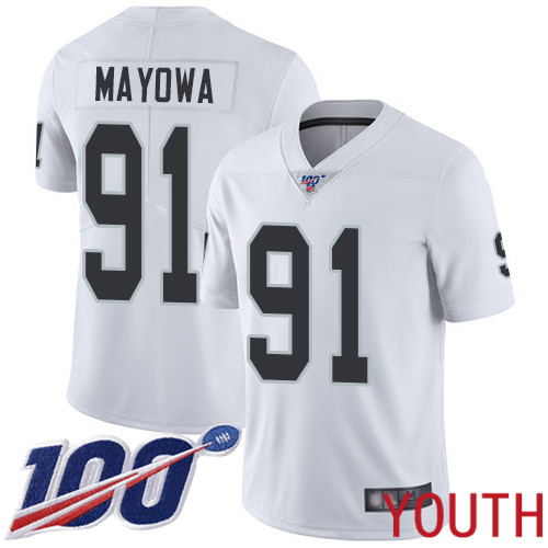 Oakland Raiders Limited White Youth Benson Mayowa Road Jersey NFL Football 91 100th Season Vapor Jersey